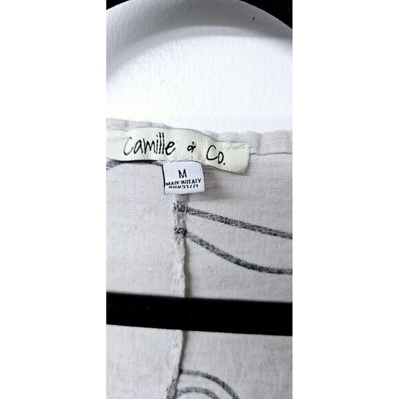 CAMILLE & CO 100% Linen Asymmetric Long Sleeve Made In Italy Women Shirt (M) - Picture 2 of 4